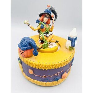 Crafty Witch Musical Box Crafter Scrapbook Sew Knit Crochet Cat Ghost Works!!